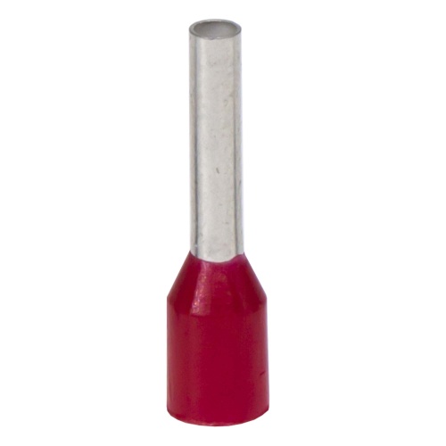 Наконечник-гильза с изол. фланцем для жилы сечением 1кв.мм, длина контактной части 8мм, красный Наконечник-гильза с изол. фланцем для жилы сечением 1кв.мм, длина контактной части 8мм, красный