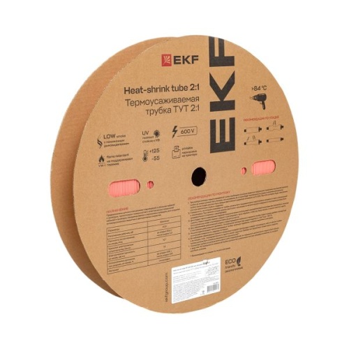 Термоусаживаемая трубка ТУТ нг 40/20 красная рулон EKF PROxima