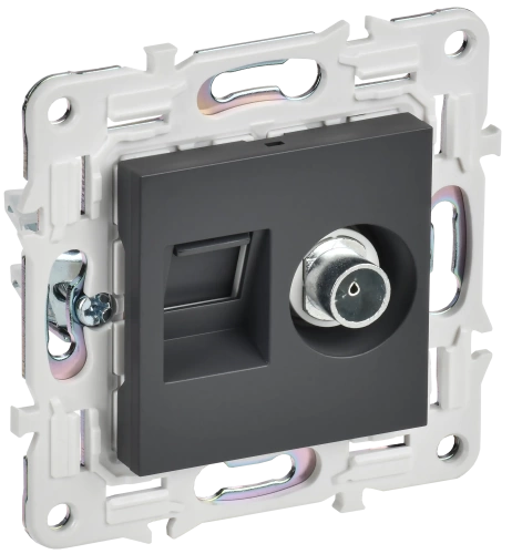 SKANDY Роз. двойная TV+RJ45 кат.5E SK-A14T титан IEK