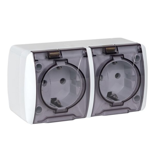 Владивосток Розетка 2-местная 16А с заземлением с прозрачной крышкой IP54 EKF Владивосток Розетка 2-местная 16А с заземлением с прозрачной крышкой IP54 EKF