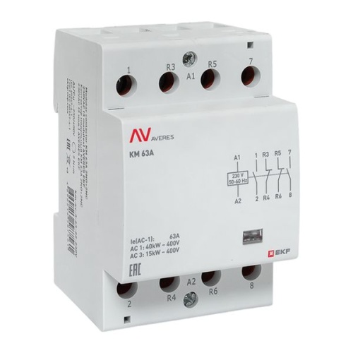 Контактор модульный КМ 63А 2NO+2NC 230VAC (3 мод.) AVERES EKF