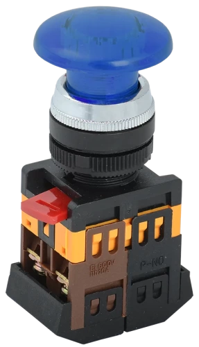 Кнопка AELA22 "Грибок" синий d22мм неон/240В 1з+1р ИЭК Кнопка AELA22 "Грибок" синий d22мм неон/240В 1з+1р ИЭК