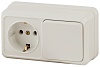 2-701-02 Эл/ус Intro Блок розетка+выкл. гориз. 10(16)А-250В, IP20, ОУ, Quadro, сл.кость