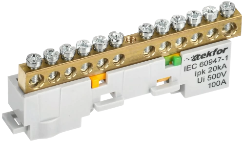 TEKFOR Шина PE "земля" неизол. на унив. держ. 6х9-12-Ж IEK