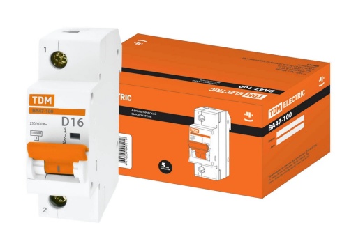 Авт. выкл. ВА47-100 1Р 16А 10кА х-ка D TDM Авт. выкл. ВА47-100 1Р 16А 10кА х-ка D TDM