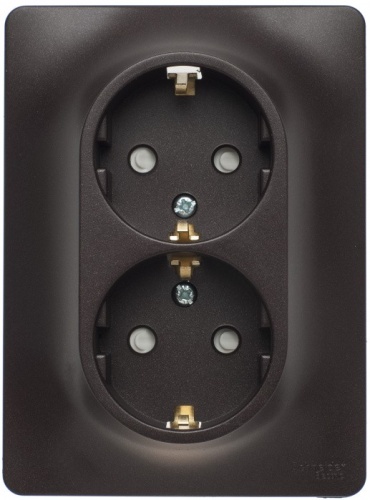 GLOSSA РОЗЕТКА двойная с заземлением со шторками., в сборе, ШОКОЛАД GLOSSA РОЗЕТКА двойная с заземлением со шторками., в сборе, ШОКОЛАД