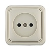 Розетка открытой установки без заземляющих контактов с защитными шторками, (бежевый)