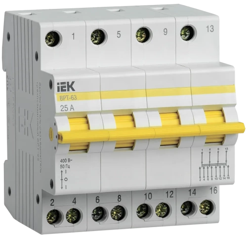 Выключатель-разъединитель трехпозиционный ВРТ-63 4P 25А IEK Выключатель-разъединитель трехпозиционный ВРТ-63 4P 25А IEK