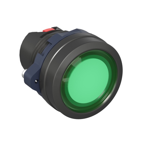 Кнопка плоская прозрачная с  фиксацией, зеленая