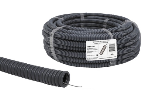 Труба гофр.ПВХ d 16 с зондом (100 м) легкая народная Труба гофр.ПВХ d 16 с зондом (100 м) легкая народная