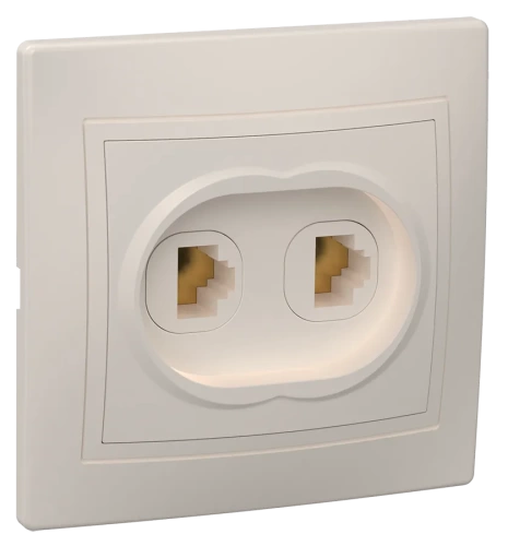 Розетка 2 мест. С/П телефонная РТ12-ККм КВАРТА (кремовый)