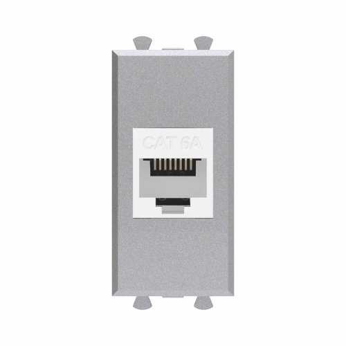 Компьютерная розетка RJ-45 без шторки модульная, кат.6А, "Avanti", "Закаленная сталь", 1 модуль Компьютерная розетка RJ-45 без шторки модульная, кат.6А, "Avanti", "Закаленная сталь", 1 модуль