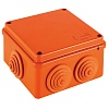 JBS100 Коробка огн. E110, о/п 100х100х55мм, без галогена, 6 вых., IP55, 5P, (1,5-10 мм2), цвет оранж. Экопласт