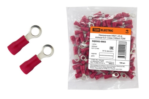 Наконечник НКИ 1,25-6 кольцо 0,5-1,5мм (100шт) TDM Наконечник НКИ 1,25-6 кольцо 0,5-1,5мм (100шт) TDM