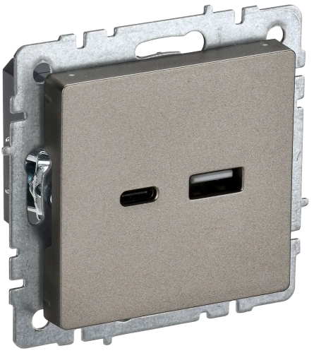 BRITE Роз. USB A+C 18Вт РЮ11-1-БрШ шамп. IEK